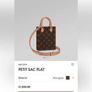Louis Vuitton Petit Sac Plat